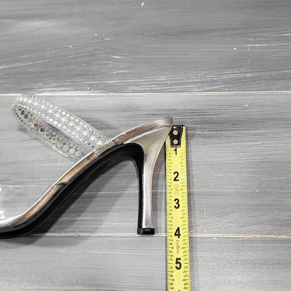 MATEO BY INC Cindy Stiletto Dress Sandles Heeled Mules Clear Pointy Toe 9.5 M - Picture 14 of 15